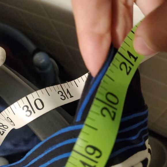 J. Jill Wearever Multi Striped Halter Dress Black Blue White, Stretch Jerseynorm - Picture 10 of 12